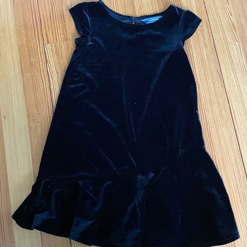 Lands End black velour dress